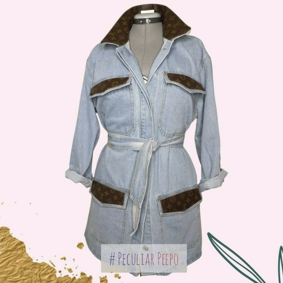 Re-Purposed Louis Vuitton Belted Denim Dress - Picture 1 of 4